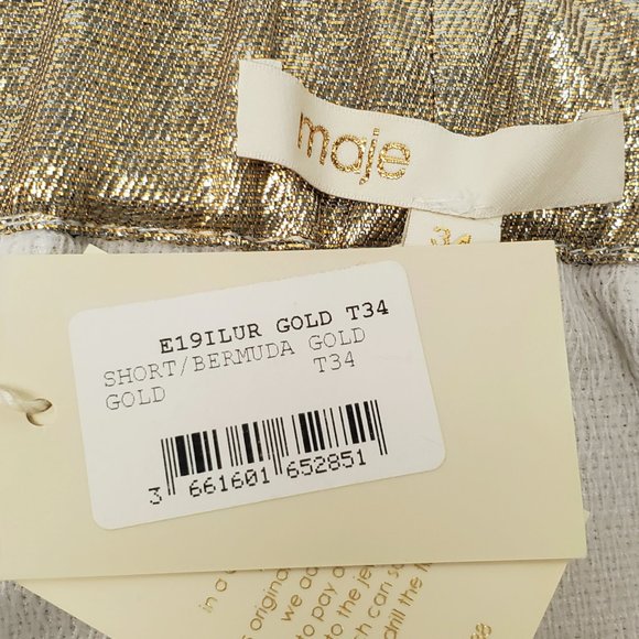 Maje Metallic Silk Blend Short Sz XS  NWT - Picture 7 of 11